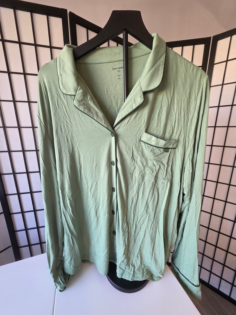 NWT ~ Cozy Earth Fern Green Women's Long Sleeve Bamboo Stretch Knit Pajamas~XXL - Picture 3 of 14